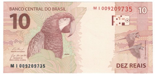 Banconota brasile reais - brasile, 10