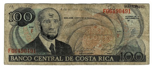 Banconota costa rica 100 - costa,